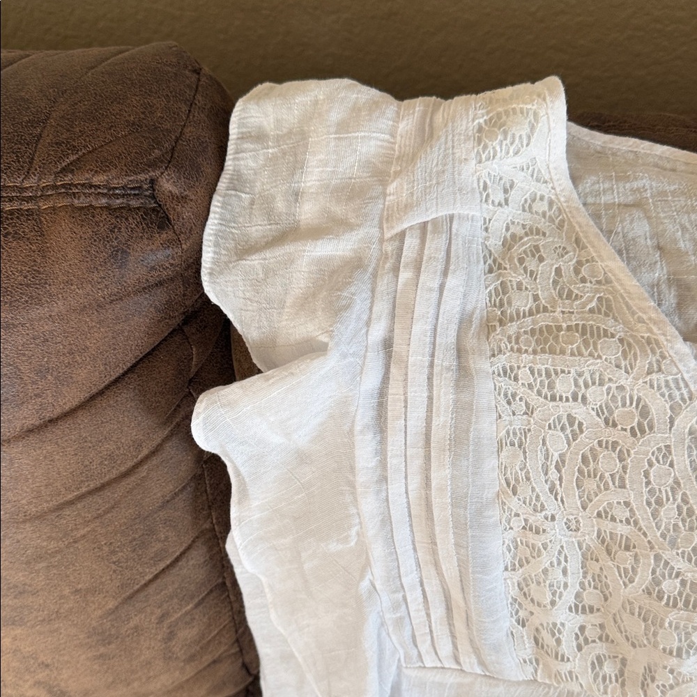 Notations White Lace Accent Blouse - Picture 4 of 5